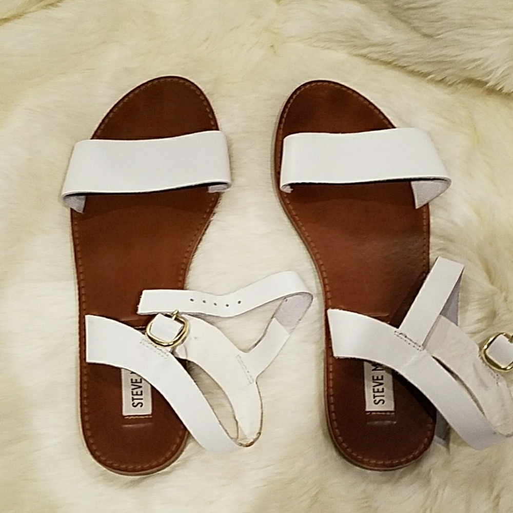 Steve Madden white leather sandals